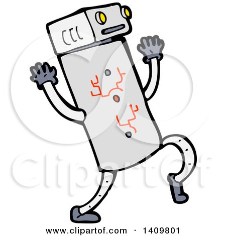 Clipart of a Cartoon Robot - Royalty Free Vector Illustration by lineartestpilot