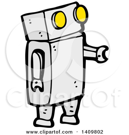 Clipart of a Cartoon Robot - Royalty Free Vector Illustration by lineartestpilot