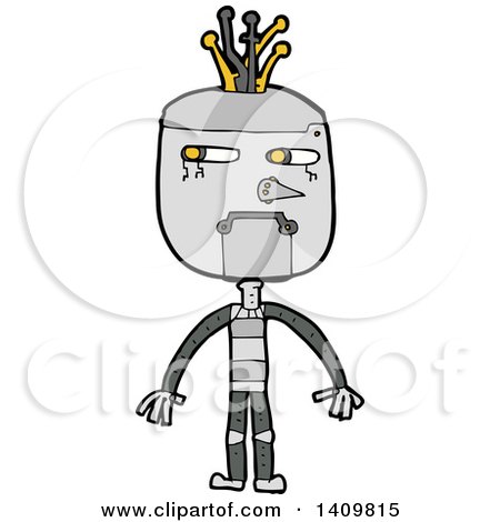 Clipart of a Cartoon Robot - Royalty Free Vector Illustration by lineartestpilot