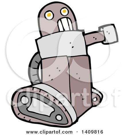 Clipart of a Cartoon Robot - Royalty Free Vector Illustration by lineartestpilot