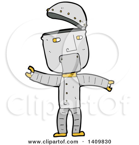 Clipart of a Cartoon Robot - Royalty Free Vector Illustration by lineartestpilot