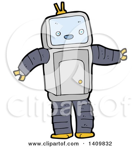 Clipart of a Cartoon Robot - Royalty Free Vector Illustration by lineartestpilot