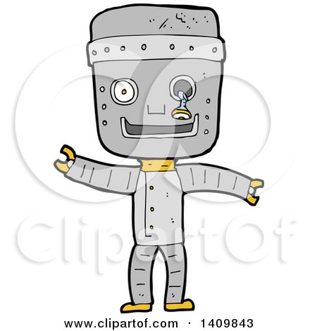 Clipart of a Cartoon Robot - Royalty Free Vector Illustration by lineartestpilot