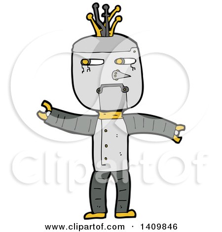 Clipart of a Cartoon Robot - Royalty Free Vector Illustration by lineartestpilot