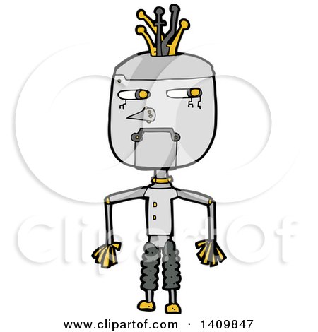 Clipart of a Cartoon Robot - Royalty Free Vector Illustration by lineartestpilot