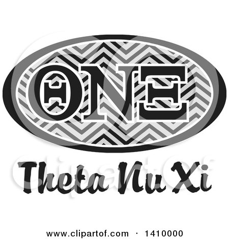 Clipart of a Grayscale College Theta Nu Xi Sorority Organization Design - Royalty Free Vector Illustration by Johnny Sajem