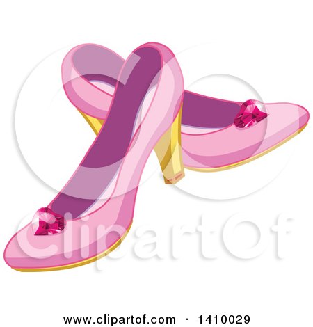 Clipart of a Pair of Pink Princess High Heel Shoes - Royalty Free Vector Illustration by Pushkin