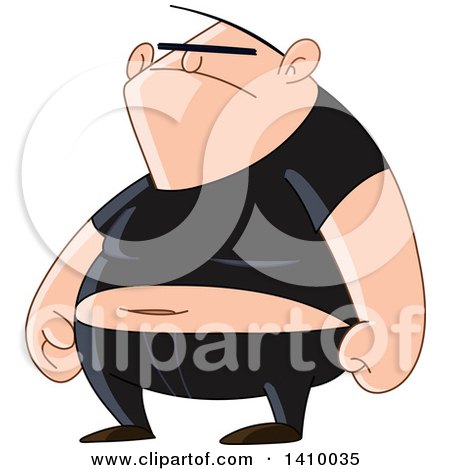 Cartoon Clipart of a Fat Caucasian Bully Man Standing with Fisted Hands - Royalty Free Vector Illustration by yayayoyo