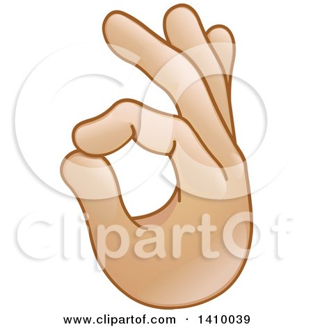 Clipart of a Hand Emoji Gesturing Ok - Royalty Free Vector Illustration by yayayoyo