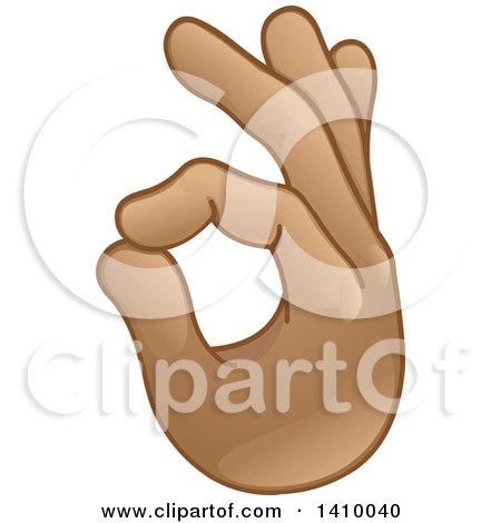 Clipart of a Hand Emoji Gesturing Ok - Royalty Free Vector Illustration by yayayoyo