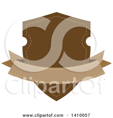 Clipart of a Brown Shield and Banner Design Element - Royalty Free Vector Illustration by dero