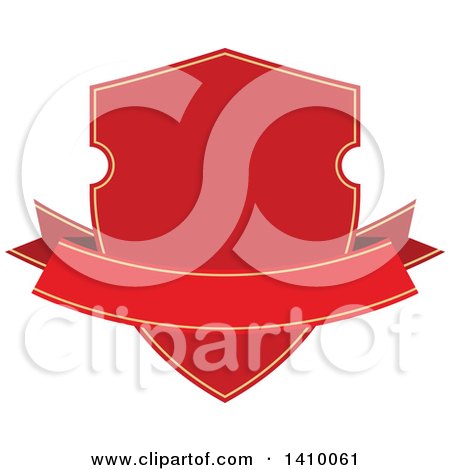 Clipart of a Red Shield and Banner Design Element - Royalty Free Vector Illustration by dero