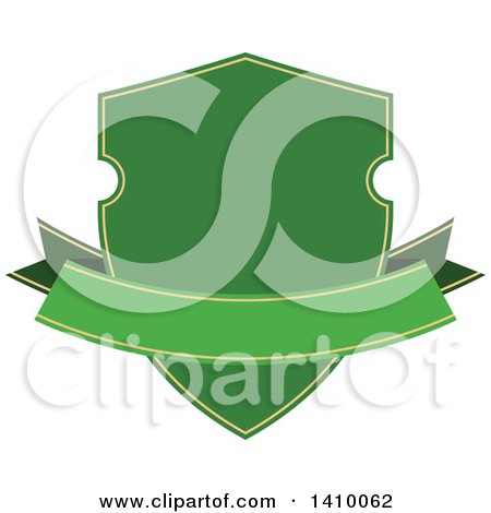Clipart of a Green Shield and Banner Design Element - Royalty Free Vector Illustration by dero