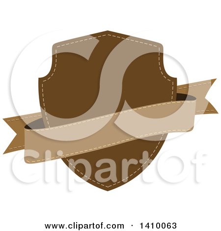 Clipart of a Brown Shield and Banner Design Element - Royalty Free Vector Illustration by dero