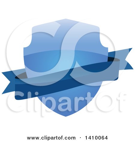Clipart of a Gradient Blue Shield and Banner Design Element - Royalty Free Vector Illustration by dero