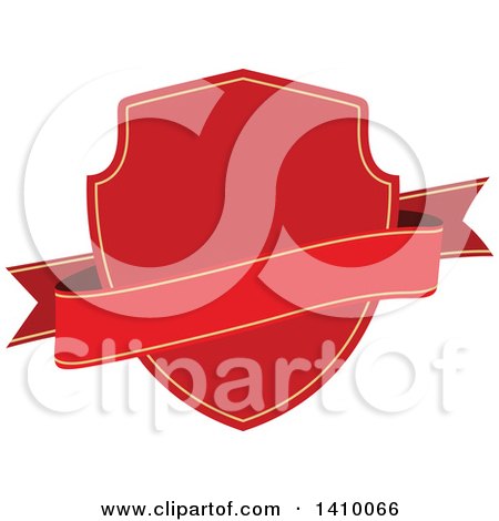 Clipart of a Red Shield and Banner Design Element - Royalty Free Vector Illustration by dero