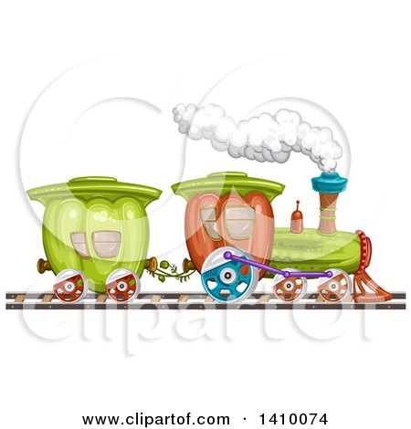 Clipart of a Bell Pepper Produce Train - Royalty Free Vector Illustration by merlinul