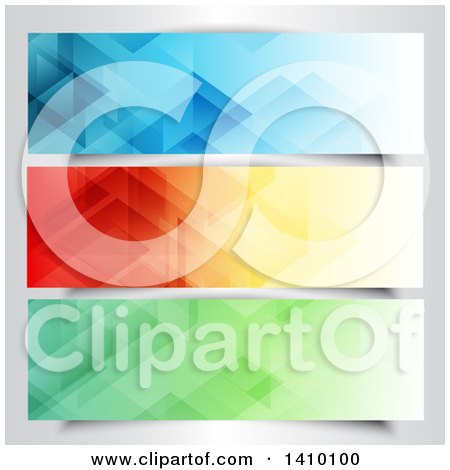 Clipart of Blue, Orange and Green Geometric Website Banners - Royalty Free Vector Illustration by KJ Pargeter