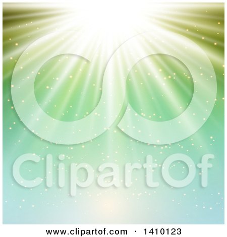 Clipart of a Background of Light Shining Down, in Green Tones - Royalty Free Vector Illustration by KJ Pargeter