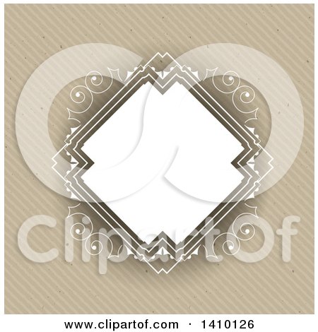 Clipart of a White Frame and Brown Stripe Pattern Wedding Invitation Design - Royalty Free Vector Illustration by KJ Pargeter