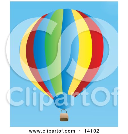 Colorful Hot Air Balloon Floating In A Clear Blue Sky Aviation Clipart Illustration by Rasmussen Images