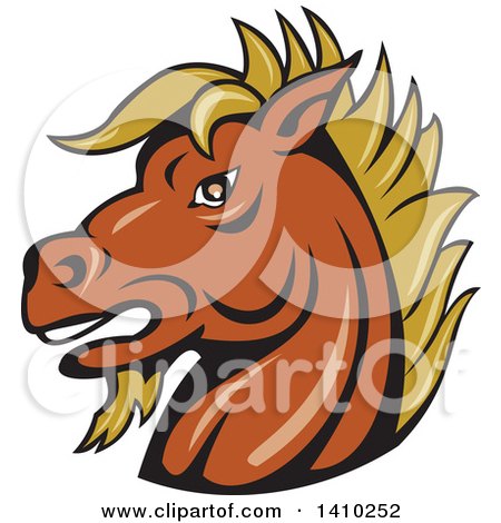 Clipart of a Cartoon Tough Angry Stallion Horse Head - Royalty Free Vector Illustration by patrimonio