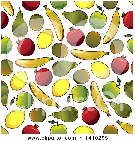Clipart of a Seamless Background Pattern of Fruit - Royalty Free Vector Illustration by Vector Tradition SM