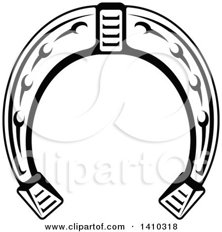 Clipart of a Black and White Horseshoe - Royalty Free Vector Illustration by Vector Tradition SM