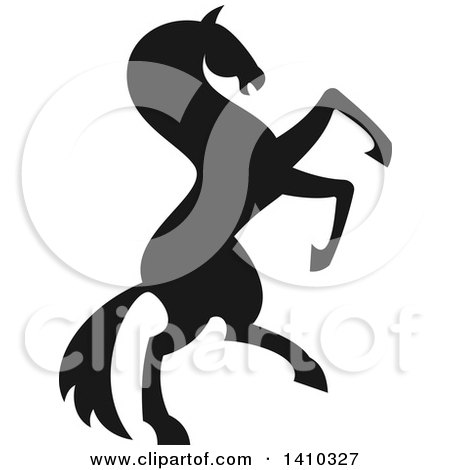 Clipart of a Black Silhouetted Rearing Horse - Royalty Free Vector Illustration by Vector Tradition SM