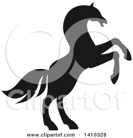 Clipart of a Black Silhouetted Rearing Horse - Royalty Free Vector Illustration by Vector Tradition SM