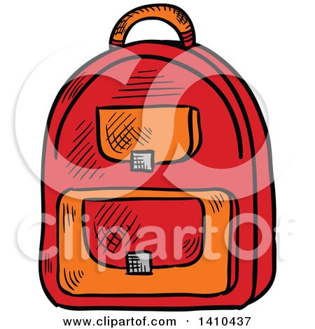 Clipart of a Sketched Backpack - Royalty Free Vector Illustration by Vector Tradition SM