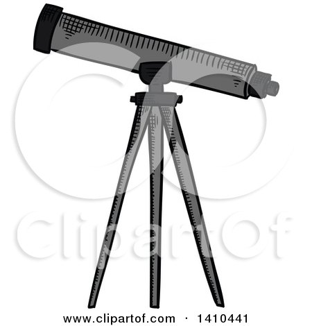 Clipart of a Sketched Telescope - Royalty Free Vector Illustration by Vector Tradition SM