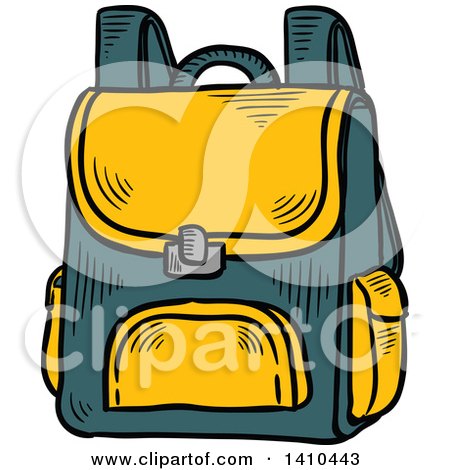 Clipart of a Sketched Backpack - Royalty Free Vector Illustration by Vector Tradition SM