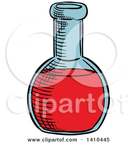 Clipart of a Sketched Science Flask - Royalty Free Vector Illustration by Vector Tradition SM