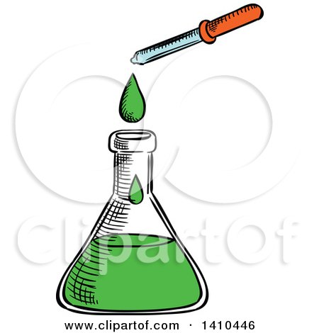 Clipart of a Sketched Science Flask and Dropper - Royalty Free Vector Illustration by Vector Tradition SM