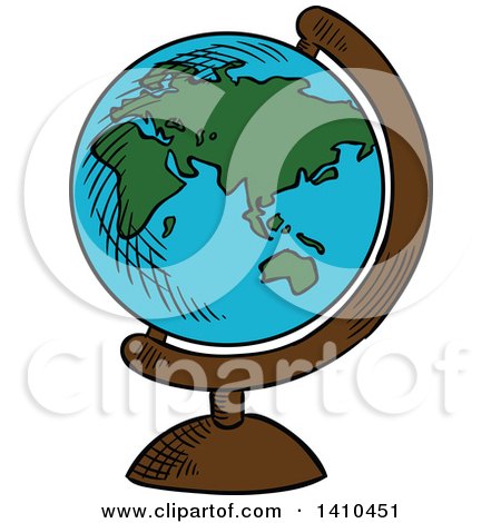 Clipart of a Sketched Desk Globe - Royalty Free Vector Illustration by Vector Tradition SM