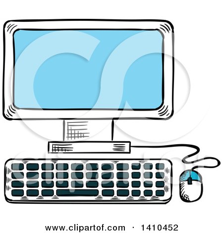 Clipart of a Sketched Desktop Computer - Royalty Free Vector Illustration by Vector Tradition SM