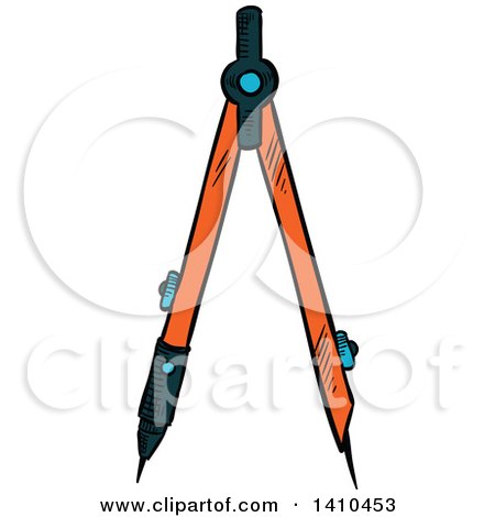 Clipart of a Sketched Drafting Compass - Royalty Free Vector Illustration by Vector Tradition SM