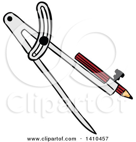 Clipart of a Sketched Drafting Compass - Royalty Free Vector Illustration by Vector Tradition SM