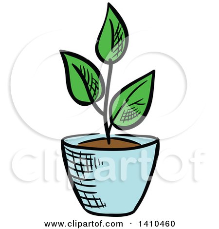 Clipart of a Sketched Seedling Plant - Royalty Free Vector Illustration by Vector Tradition SM