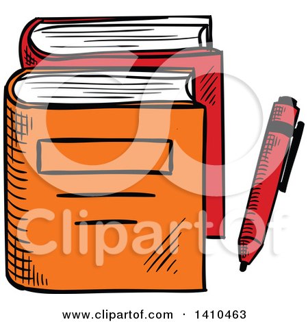 Clipart of Sketched Books - Royalty Free Vector Illustration by Vector Tradition SM