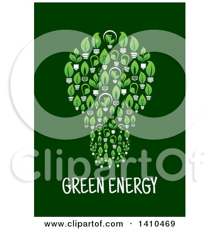 Clipart of a Lightbulb Made of Leafy Green Light Bulbs over Text on Green - Royalty Free Vector Illustration by Vector Tradition SM
