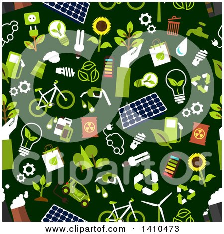 Clipart of a Flat Design Background of Green Energy Icons - Royalty Free Vector Illustration by Vector Tradition SM
