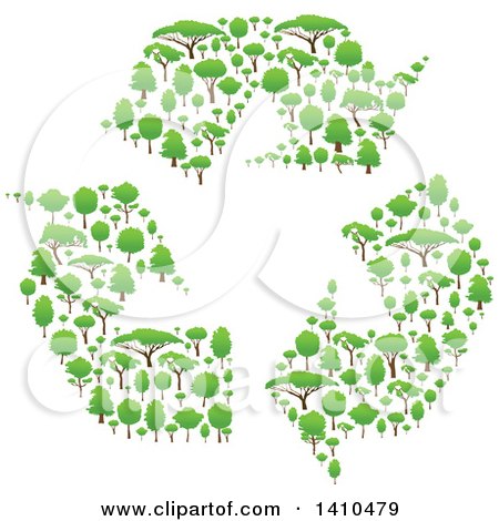 Clipart of a Trio of Recycle Arrows Made of Green Trees - Royalty Free Vector Illustration by Vector Tradition SM