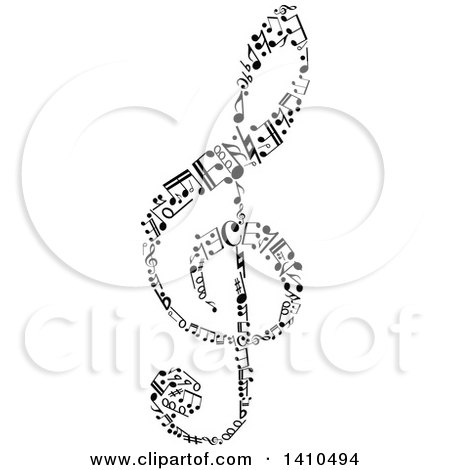 Clipart of a Clef Made of Black and White Music Notes - Royalty Free Vector Illustration by Vector Tradition SM