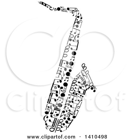 Clipart of a Saxophone Made of Black and White Music Notes - Royalty Free Vector Illustration by Vector Tradition SM