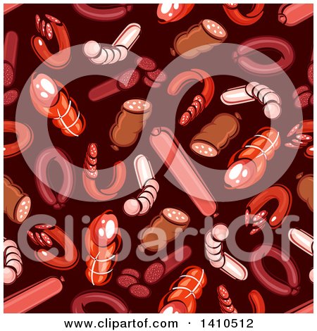 Clipart of a Seamless Background Pattern of Sausages - Royalty Free Vector Illustration by Vector Tradition SM