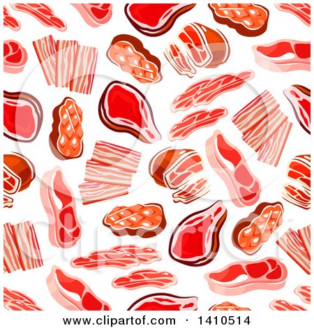 Clipart of a Seamless Background Pattern of Meats - Royalty Free Vector Illustration by Vector Tradition SM