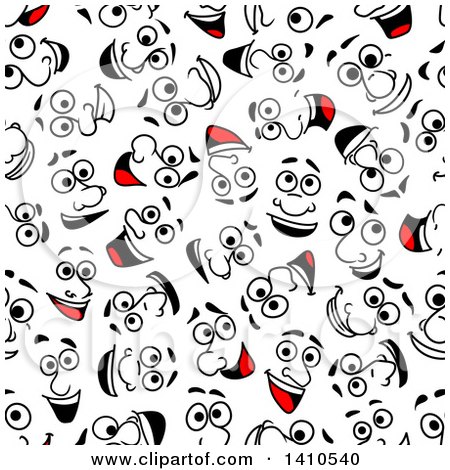 Clipart of a Seamless Background Pattern of Happy Faces - Royalty Free Vector Illustration by Vector Tradition SM