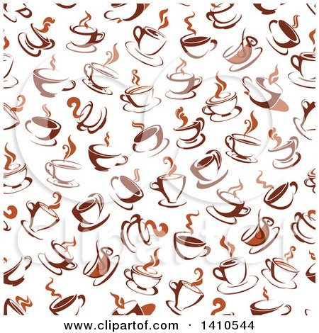 Clipart of a Seamless Background Pattern of Coffee - Royalty Free Vector Illustration by Vector Tradition SM